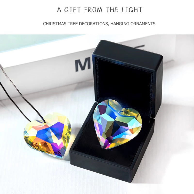 Christmas Tree Decorations, Hanging Ornaments, Heart Sun Catcher, Light Cube Prism, Colorful Hanging Glass Prism, Cosmic Refraction Birthday Gift