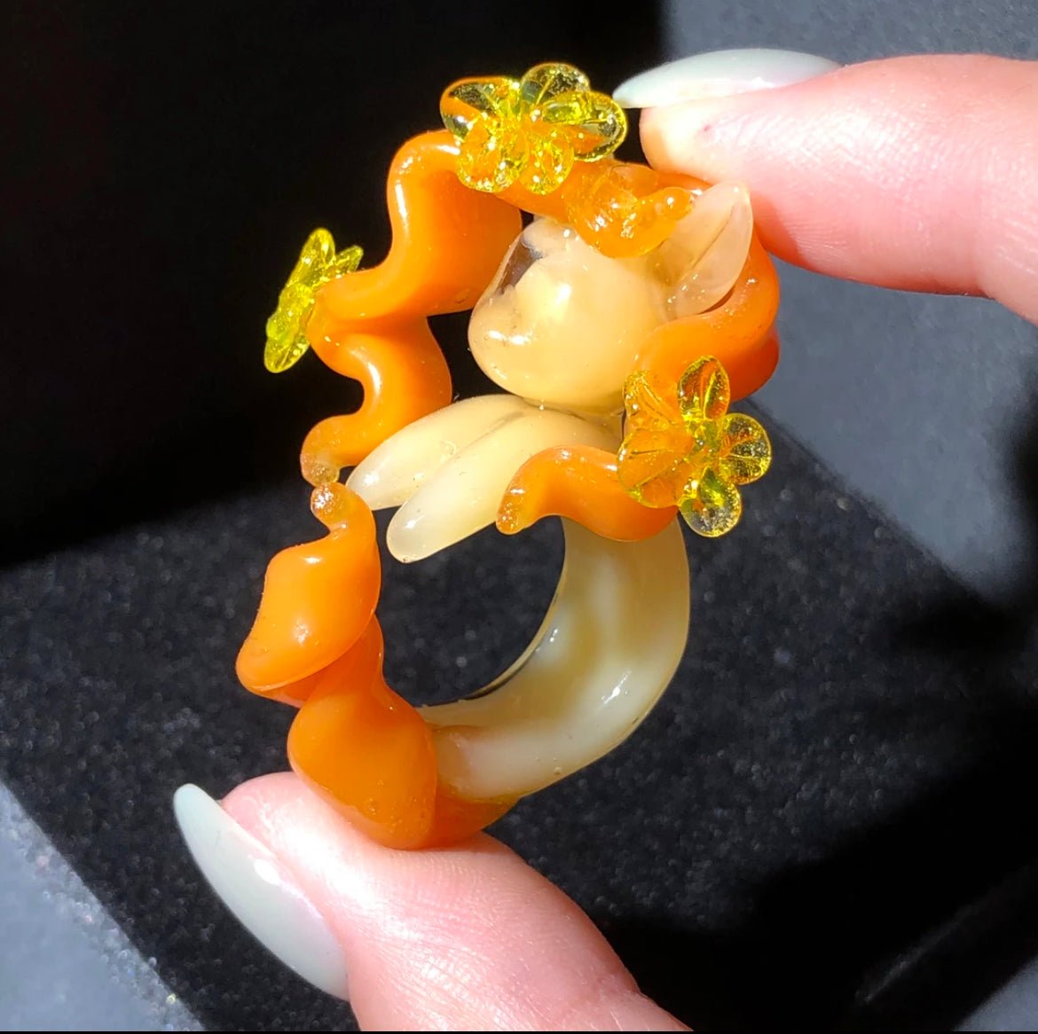 A Pear Butter   Handmade Glass  ring