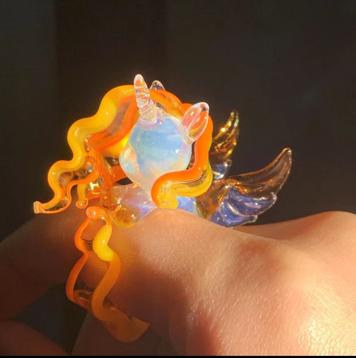 1 b new Sunset Shimmer Handmade Glass ring